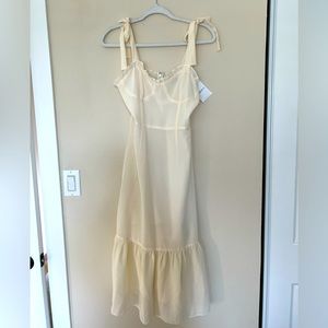 F21 Cream midi dress with tie straps